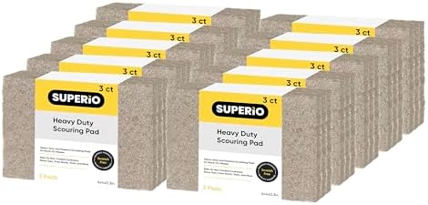 Natural Scouring Pad Non-Scratch Sisal Plant Based Scrubber Cleaning Scrub Pads, Eco-Friendly Reusable Kitchen Scrubbing Pad Pack of 30, by Superio by Superio