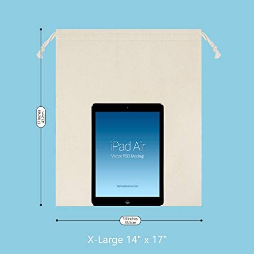 TOPDesign 6-Pack 14” x 17” Reusable Produce Bags, Muslin Bags with Drawstrings for Shopping & Storage, 100% Natural Cotton Bags, Washable, Biodegradable, Food Safe - Image 4
