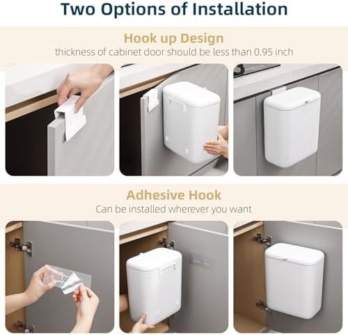 MUEE Hanging Trash Can with Lid for Kitchen, Garbage Can 1.8 Gal/6.8L - Image 6