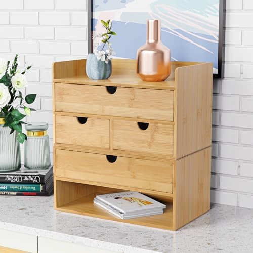 Bamboo Desk Drawer Organizer, Desktop Organizer with Drawers(2 Drawers) - Image 4