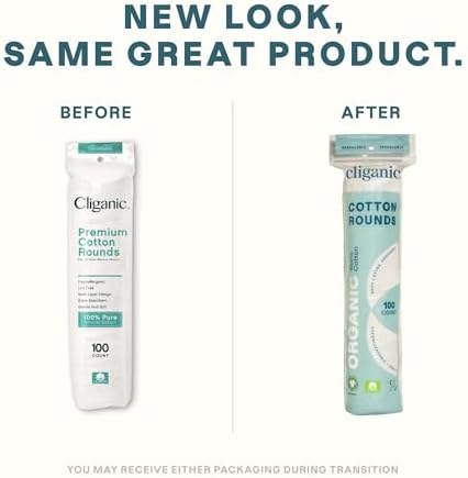 Cliganic Organic Cotton Rounds (500 Count) Makeup Remover Pads, Hypoallergenic, Lint-Free | 100% Pure Cotton (Packaging May Vary) - Image 2