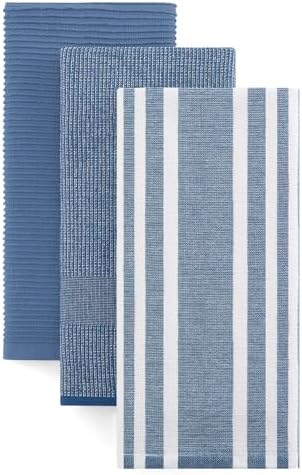 Homaxy Cotton 380 GSM Premium Kitchen Towels, 18"x 28", 3 Pack, Navy Blue by Homaxy