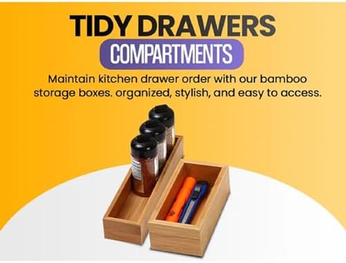 YBM Home Bamboo Drawer Organizer Storage Box for Kitchen Drawer, Junk Drawer, Office, Bedroom, Children Room, Craft, Sewing, and Bathroom, 3x6x2 inch - Image 5