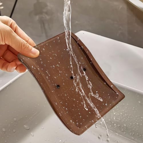 Aoheuo Soap Holder,Soap Dish for Shower, Walnut, 5.3 inches Long, 3.5 inches Wide, 0.6 inches High, for Kitchen, Bathroom, and Bar Sinks - Image 6