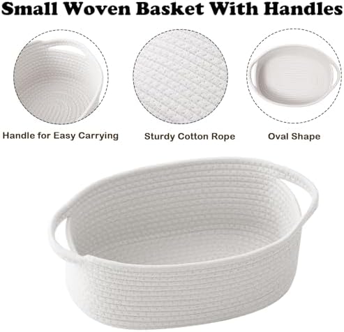 White Woven Rope Basket,Baby Gift Basket with Bag & Ribbon - Image 3