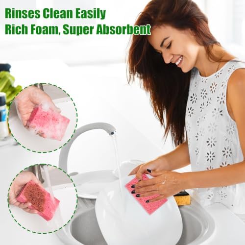 12 Pack Kitchen Sponges, Compressed Cellulose Non-Scratch for Dish Washing - Image 5