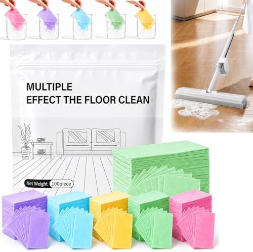 Multi-effect Floor Cleaner Sheets, Multi-surface Clean Tablets, 100-Count Fast-Dissolving Mopping and Deep Cleaning Solution for Hardwood, Wood, Tile, Vinyl, Marble, Laminate Floors by Huprh