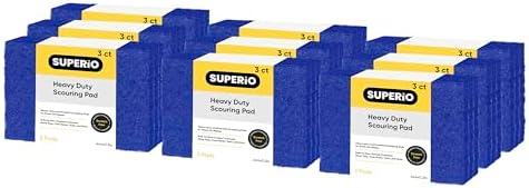Scouring Pad Non-Scratching Scrubber Non-Scratch Cleaning Scrub Pads Heavy Duty Scouring Pad Reusable Kitchen Scrubbing Pad Pack of 27 Blue, by Superio by Superio