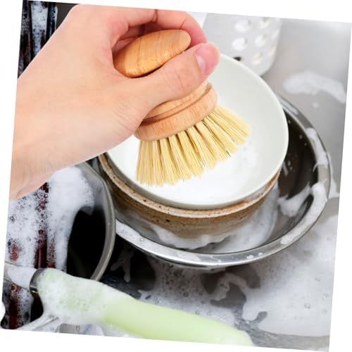 BESTYASH Wooden Handle Dish Brush Natural Sisal Bristles Non-Slip Grip for Efficient Cleaning - Image 5
