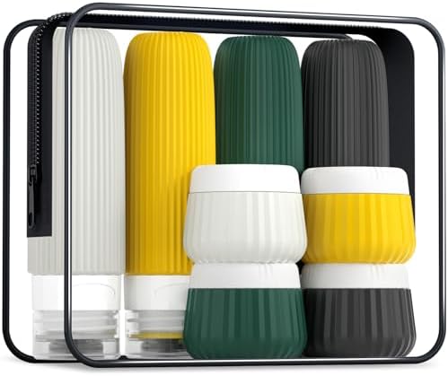 Mrsdry Travel Bottles for Toiletries 8 Pack, TSA Approved 3 oz Travel Containers with Clear Bag, Leak Proof Silicone Squeezable Essentials Jars by Mrsdry