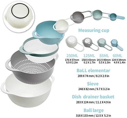 13 Pcs Mixing Bowls Set, RV Camping Accessories Set, Apartment Kitchen Gadget Easy Storage, Inculding Measuring Cups Colander Sifter Large Bowl Whisk Scraper, Great for Cooking and Baking, No BPA - Image 3