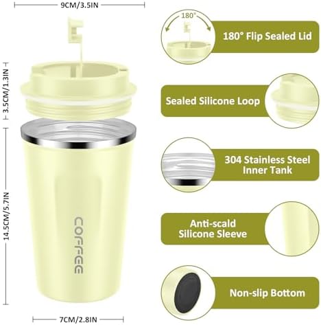 CS COSDDI 12 oz Coffee mug - Stainless Steel Coffee Cup with Leakproof Lid - Image 3