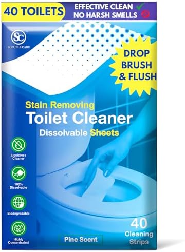 Dissolvable Toilet Bowl Cleaner Sheets: Pine Scent, 40 Sheets by SolubleCare