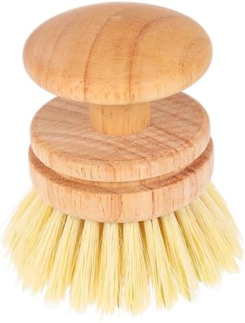 Dish Brush Wooden Handle with Natural Sisal Bristles by Happyyami
