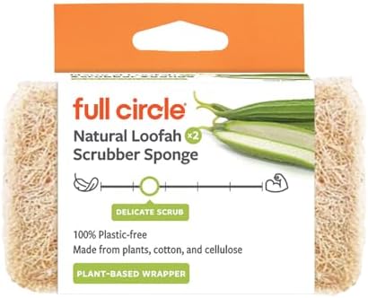 Full Circle 100% Plant-Based Loofah Sponges, Natural Sponge, Pack of 2 by FULLCIRCLE