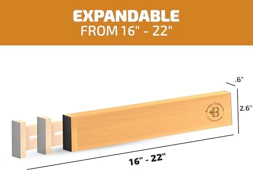 Bambüsi 4-Pack Drawer Divider - 2.6" High, 16" to 22" Adjustable Bamboo Drawer Organizers for Clothes, Expandable Dresser Separators in Bedroom/Bathroom/Kitchen/Office Organization and Storage - Image 3