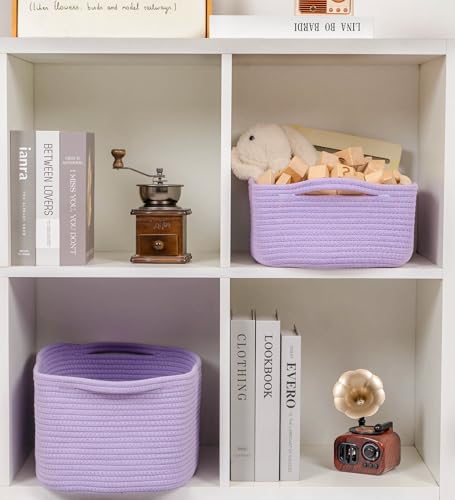 CubesLand Cube Storage Organizer Basket Bin, Cotton Rope Shelves Basket - Image 4