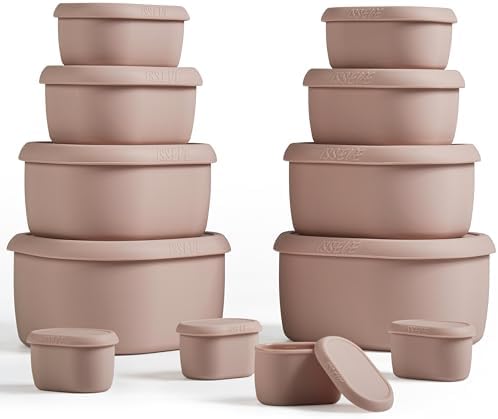 ISSEVE 12Pcs/Set Nesting Silicone Food Storage Containers with Lids by ISSEVE