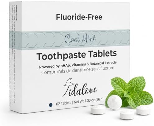 Fluoride-Free Toothpaste Tablets, Cool Mint nHAp | 62 Tabs Refill by Tidalove