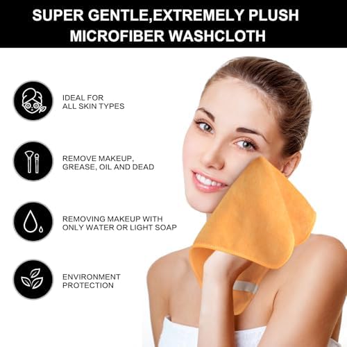 SINLAND Microfiber Facial Cloths Fast Drying Washcloth 12inch x 12inch Absorbent Face Wash Cloth Soft Makeup Remover Cloths - Image 4