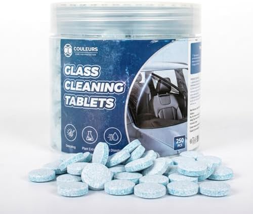 Coldcool Windshield Washer Tablets, 250-Pack Effervescent Car Glass Cleaning Tablets, Streak-Free Windshield Wiper Fluid Concentrate Replacement for All Vehicles by coldcool