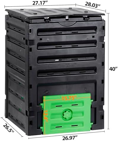 SUPER DEAL 120 Gallon Compost Bin, 450L Outdoor Garden Waste Composter with Flip-top Lid and Bottom Door, Large Capacity BPA Free Material for Fast Creation of Fertile Soil, Easy to Assemble, Black - Image 7