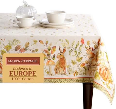Maison d' Hermine Table Cloth Rectangle Table Reusable 100% Cotton 70"x108" by MaisondHermine