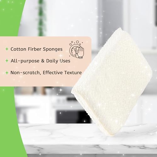 Practical Matter Kitchen Sponge, Organic Cotton Fiber All-Purpose Dish Sponges for Washing Dishes and Cleaning All Surfaces, Durable Non Scratch Scrub, 6 Count Value Pack - Image 2