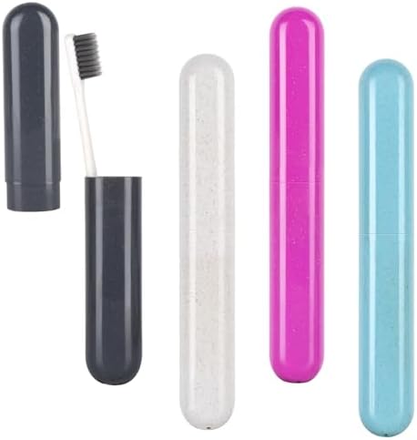 Hooqict 4 Pack Toothbrush Cases Travel Toothbrush Holder Portable Toothbrush Container Case Plastic Toothbrush Carrier Cover Case Toothbrush Protector for Traveling, Bathroom, School, Home, Camping by Hooqict