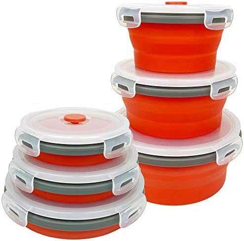 CARTINTS Red Silicone Collapsible Food Storage Containers-Prep/Storage Bowls with Lids - Round Silicone Food Storage Containers - Microwave and Freezer Safe 3Pack by CARTINTS