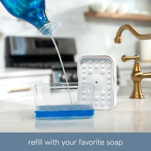 S&T INC. Dish Soap Dispenser and Sponge Holder, Matte White - Image 3
