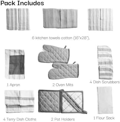 20Pc Kitchen Towels and Dishcloths Sets, Kitchen Essentials For Home- Grey - Image 4