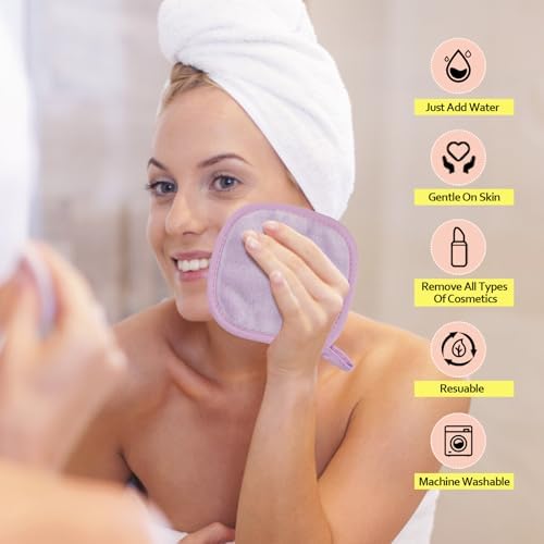 HOMEXCEL Makeup Remover Cloth 12 Pack Reusable Makeup Remover Pads Washable - Image 4