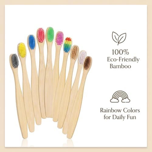 Premium Bamboo Kids Toothbrushes - 10 Color Value Pack, BPA Free Ultra Soft Bristles, Eco-Friendly Biodegradable Compostable Manual Toothbrush for Toddlers and Young Children - Image 3