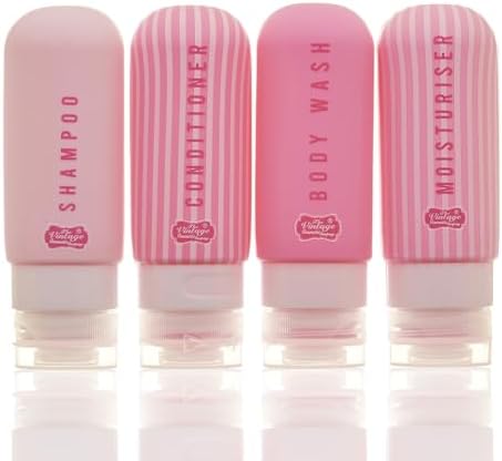 Vintage Cosmetic Company Silicone Travel Bottles 4 Piece with Zipper Bag by TheVintageCosmeticCompany