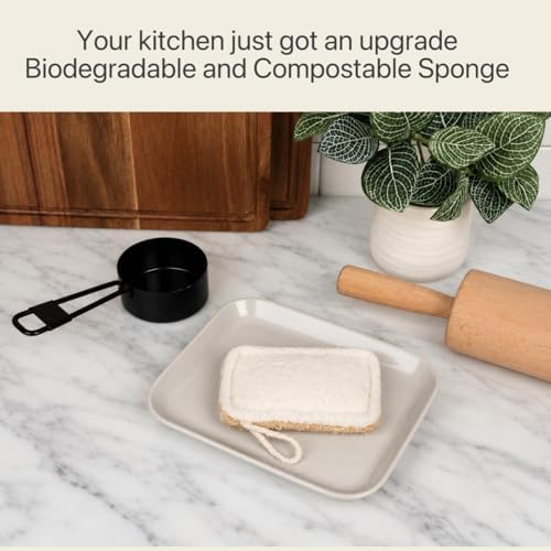 Purle Natural Kitchen Sponges, Eco-Friendly, Compostable Dish Sponges, Loofah & Cellulose Scrubbers, Plastic-Free, Zero-Waste, Biodegradable, Durable, Non-Scratch, Pack of 3 - Image 6