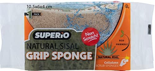 Superio Non-Scratch Natural Sisal Cellulose Scrub Sponge Eco-Friendly Sisal Scouring Sponge with Comfortable Grip, Good for Non-Stick Cookware, Kitchen Scrubbing, Sink Scrubber (Pack of 6) - Image 7