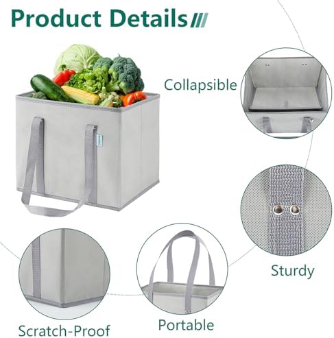 Reusable Grocery Bags Foldable 4-Pk, Heavy Duty Large Reusable Shopping Bags with Handles, Collapsible Tote - Image 7