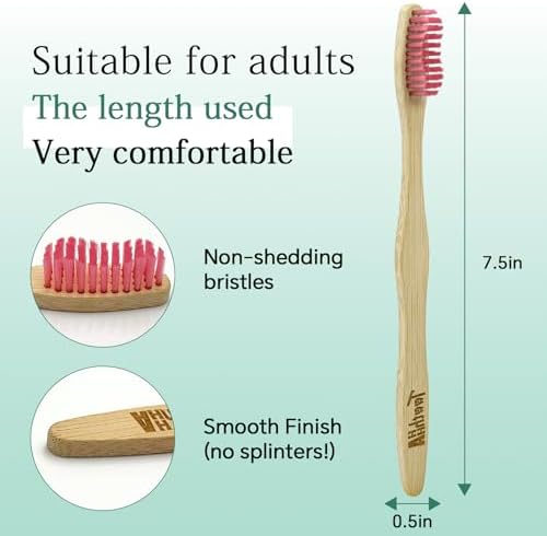 Bamboo Toothbrushes Medium Bristles 4 Pack - BPA Free Medium Bristles Natural Toothbrushes for Adults - Eco-Friendly, Wood Toothbrush - Image 4