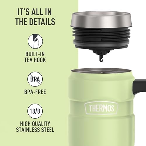 THERMOS Stainless King Travel Mug with Handle, 16oz, Matte Green - Image 4