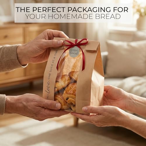 Beautiful Bread Bags for Homemade Bread - Clear Window Bakery Paper Bags - Image 4
