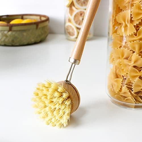 Bamboo Scrub Brush, Eco-Friendly Dish Brush, Replacement Heads 5 Pieces Natural Sisal Hemp and Beech Wood Scrubbing Brushes Kitchen Sink Cleaning - Image 5