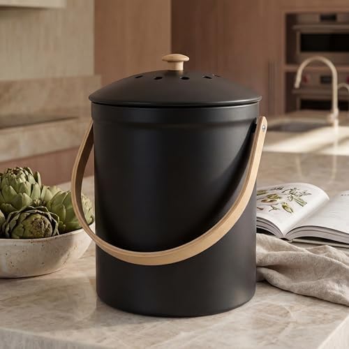 Beautiful Kitchen Compost Bin with Smell Proof Lid for Your Countertop by KIBAGA