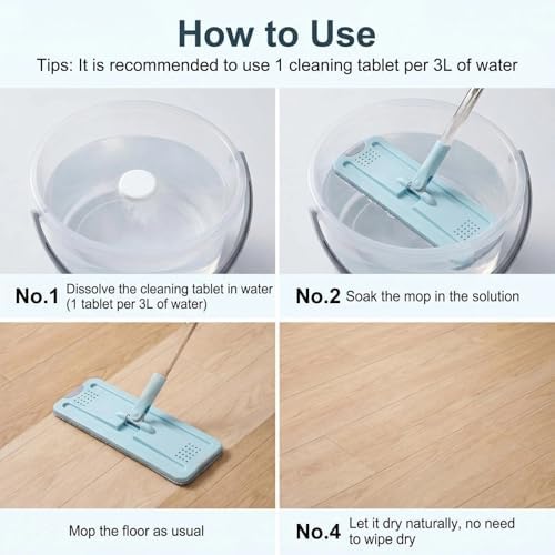 Floor Cleaning Tablets, Concentrated Dissolvable Floor Cleaner for Tile, Hardwood, Laminate & Marble, Water Soluble Deep Cleaning Solution Sheets for Mop and Robot Vacuum (Blue, 100) - Image 4