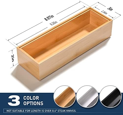 VeyFey Silverware Tray for Drawer, Stackable Kitchen Bamboo Drawer Organizer 9" x 3" x 2" Set of 2 - Image 4