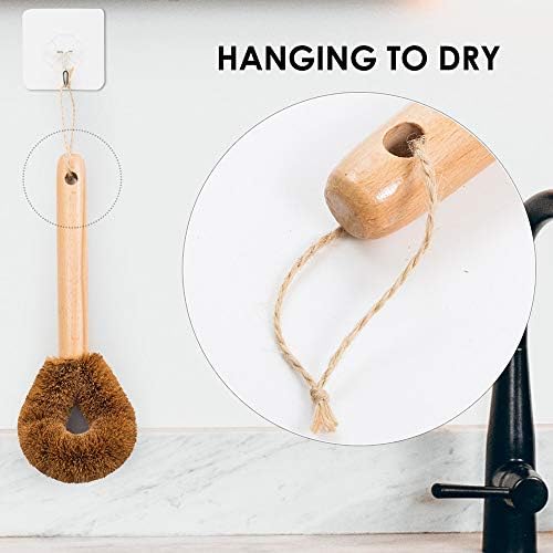Eeghurt Dish Brush and Cup Brush with Handle,Eco-Friendly Kitchen Dish Scrub Brush for Dishes(Pot Dish Scrubber),Coconut Fiber Bristle with Wooden Handle,Dishwashing Brush with Handle for Pan - Image 7