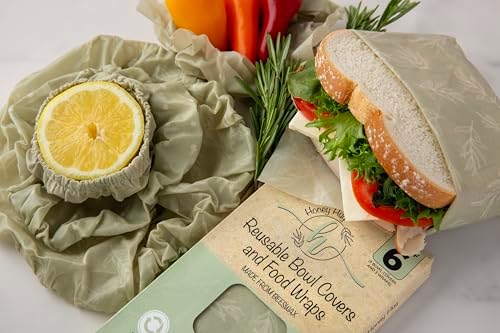 Beeswax Wraps for Food – 6 Pack Reusable Bees Wax Wraps & Beeswax Bowl Covers | Easy to Clean Sustainable Food Storage, Earth Friendly Wraps for Sourdough Bowl Covers, Plastic Free Alternative - Image 2