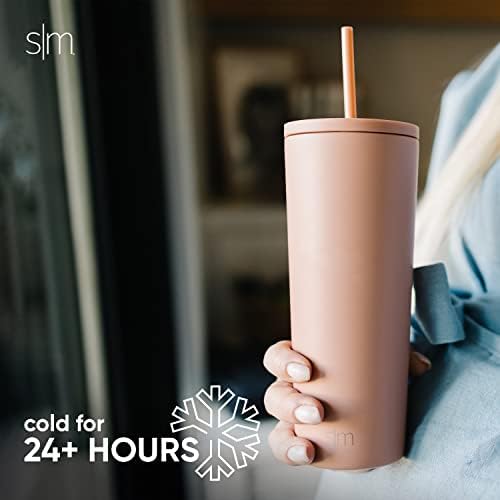 Simple Modern Insulated Tumbler with Lid and Straw | Iced Coffee Cup Reusable Stainless Steel Water Bottle Travel Mug | Gifts for Women Men Her Him | Classic Collection | 24oz | Ember Red - Image 5