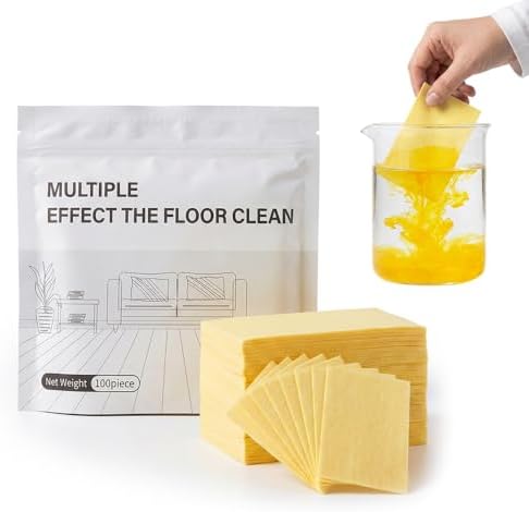 100pcs Floor Cleaning Tablets Sheets, Water Soluble Concentrated Floor Cleaner for Mopping, Multi-Surface Cleaning Sheets for Hardwood Floors, Laminate, Tile & Wall Cleaning by Unknown