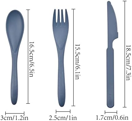 Zoyiancy 5 Sets Wheat Straw Cutlery Set, Reusable Flatware Set for Travel - Image 3